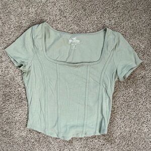 Hollister Sage Green Scoop Neck Crop Top S